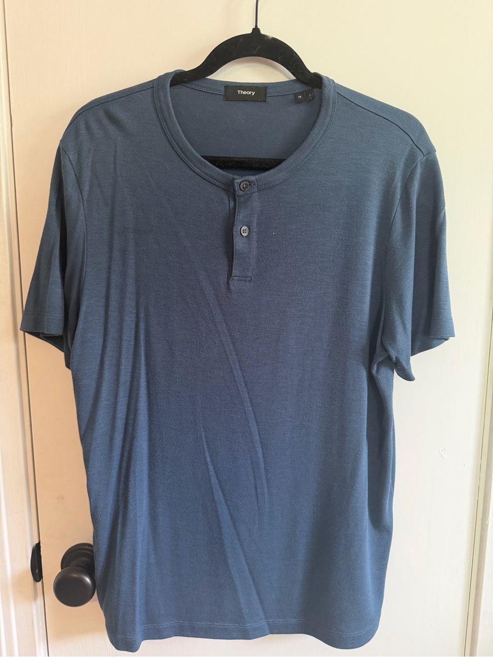 Topman Navy Short-Sleeve Henley Shirt